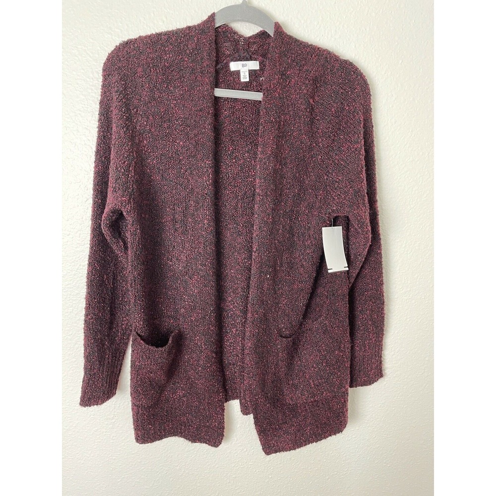 BP Nordstrom Small Open‎ Front Cardigan Sweater Long sleeves in Burgundy Black